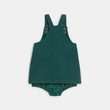 فستان سالوبيت أخضر من الدنيم للفتيات الرضع